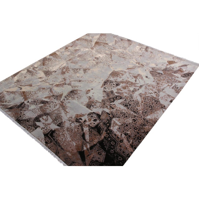 Contemporary Rug & Kilim’s Modern Rug in Blue and Beige-Brown Abstract Pattern For Sale - Image 3 of 6