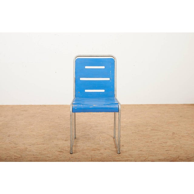 Vintage Garden Chair in Steel, Plywood, and Wood Slats For Sale - Image 13 of 13