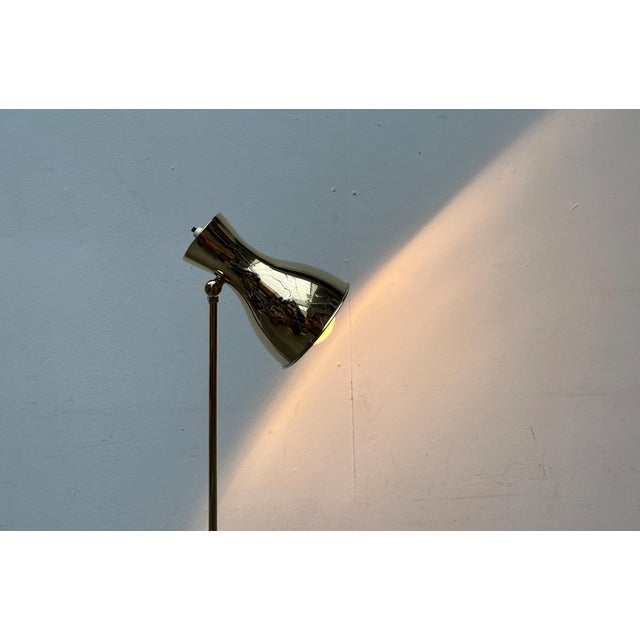 Mid-Century Swiss Brass Minimalist Floor Lamp by Dieter Schulz for Wohnbedarf Ag, 1950s For Sale - Image 10 of 18