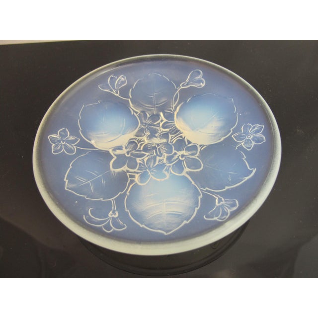 Sabino Opalescent Glass Violet Flower Leaf Footed Dish Trinket Tray For Sale - Image 9 of 9