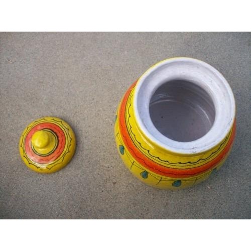 Rustic Vintage I. Magnin Original 1960s 1970s Yellow Southwest Style Art Pottery For Sale - Image 3 of 4