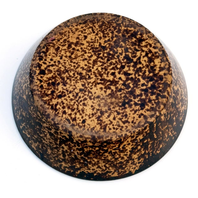 Late 19th Century Large Antique Spongeware Serving Bowl – Rockingham Glaze Yellowware Pottery, Primitive Farmhouse Folk Art For Sale - Image 5 of 7