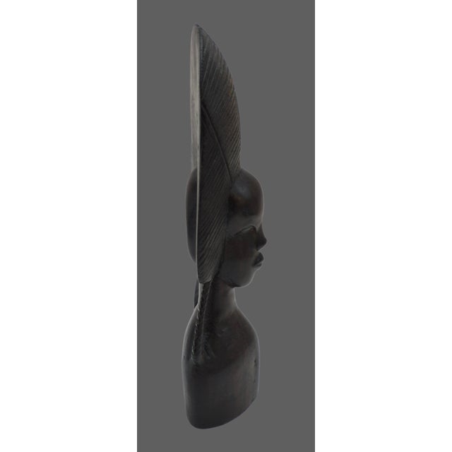 Wood Mid 20th Century Hand Carved Iron Wood African Sculpture Tribal Art Bust For Sale - Image 7 of 10