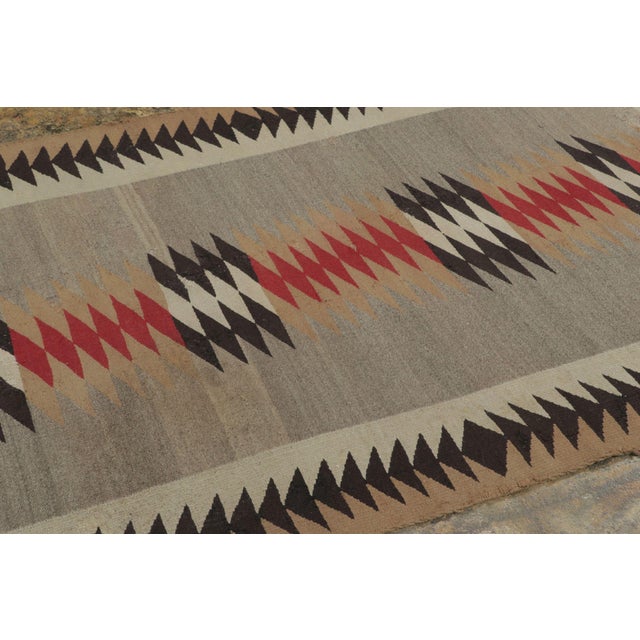 Rug & Kilim Antique Navajo Blanket Rug in Brown With Geometric Chevron Pattern - Rug & Kilim For Sale - Image 4 of 7