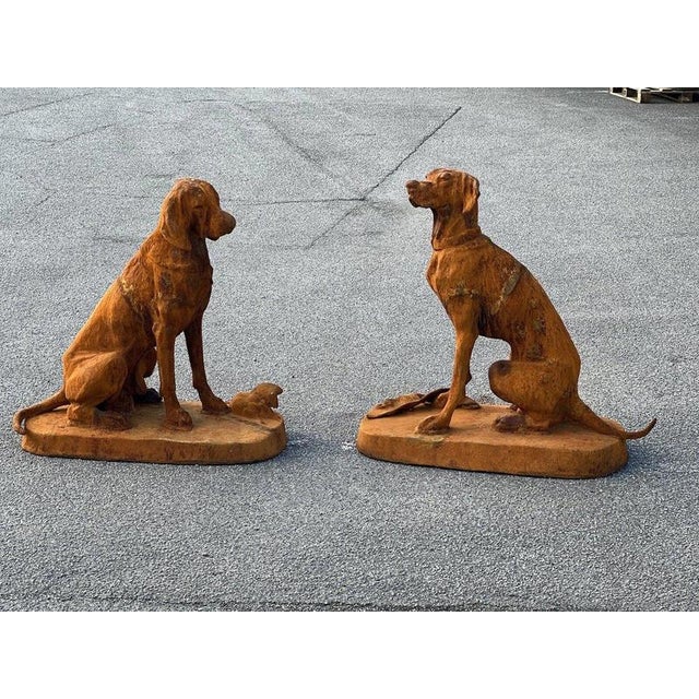 Monumental Cast Iron Hunting Hounds After Henri Alfred Jacquemart, Set of 2 For Sale - Image 4 of 15