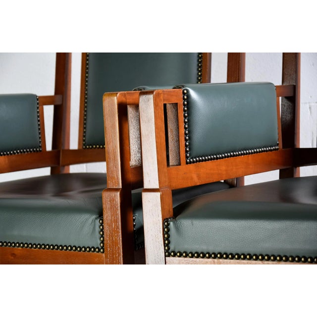 Wood Set of Art Nouveau Green and Brown Armchairs from H. Pander & Zn. For Sale - Image 7 of 13