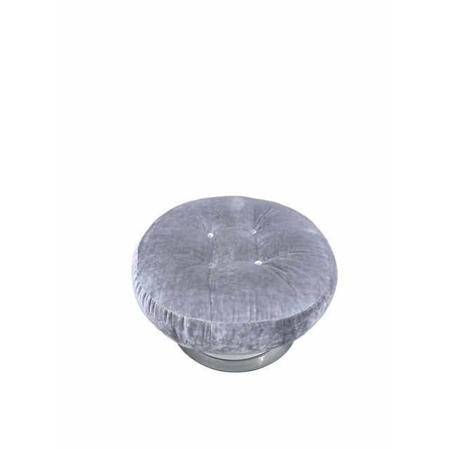 MCM Tufted Velvet Ottoman For Sale - Image 4 of 8