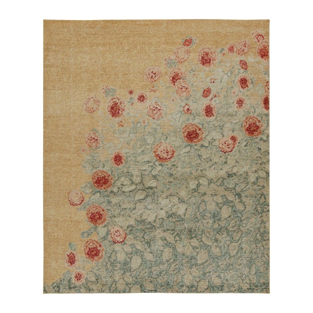 Green Rug & Kilim’s Distressed Style Transitional Rug in Polychromatic Floral Patterns For Sale - Image 8 of 8