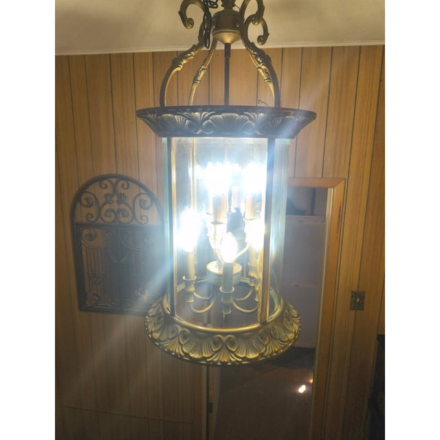 Antique Gilded Convex French Nine Light Hall Lantern For Sale - Image 12 of 12
