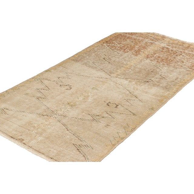 Rug & Kilim Vintage Zeki Müren Rug in Beige-Brown With Geometric Patterns, From Rug & Kilim For Sale - Image 4 of 7