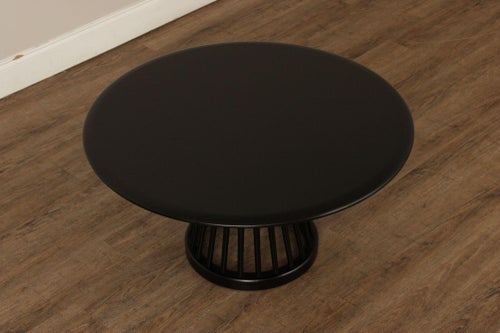 Tom Dixon Modern 'Fan' Oak Round Black Coffee Table