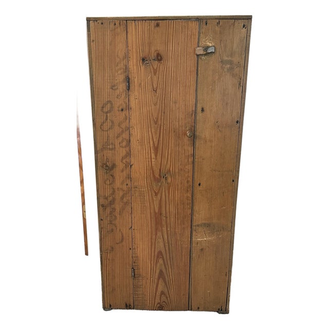 Antique Shenandoah Valley Yellow Pine Jelly Cupboard With Vintage Stenciling For Sale