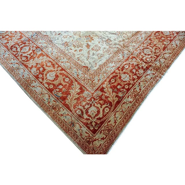 Light Ivory Field Rustic Floral Pattern Antique 19th Century Persian Tabriz Rug For Sale In New York - Image 6 of 12