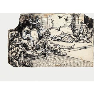 Gabriele Galantara, Catastrophe, China Ink on Paper, Late 19th Century For Sale