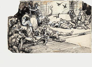 Gabriele Galantara, Catastrophe, China Ink on Paper, Late 19th Century