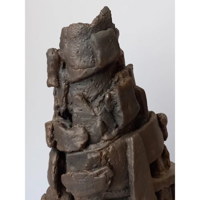 2020s Architectural Brutalist Ceramic Sculpture Vase 'Babel' by Diane Grant For Sale - Image 5 of 9