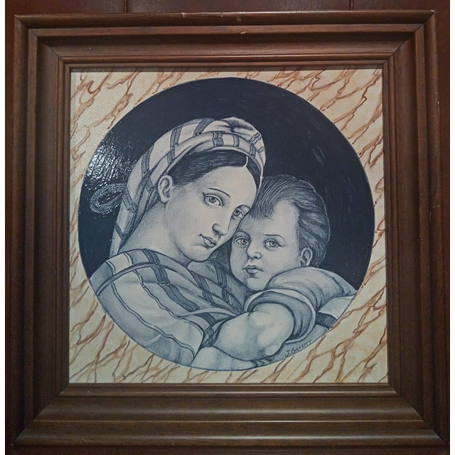 J. Gassent, Based on the Madonna Della Sedia, 1985, Ceramic & Wood For Sale - Image 3 of 3