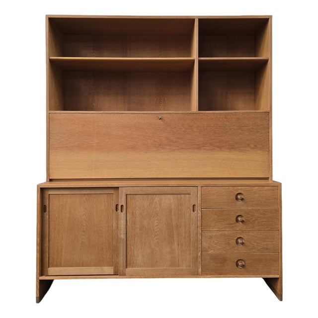 Vintage Cabinet and Secretaire in Light Oak by Hans J. Wegner for Ry Møbler, 1970s For Sale