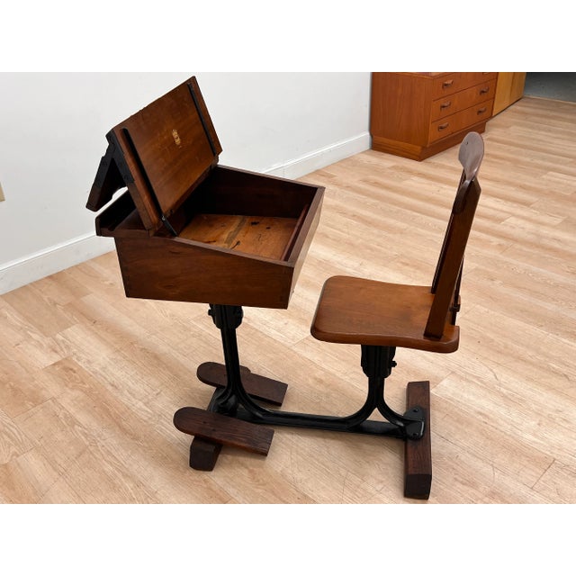 Mid Century School Desk 1950s For Sale - Image 4 of 12