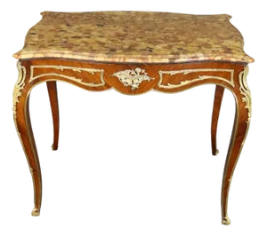 Linke Style 19th Century Bronze Mounted Marble Top Center Table