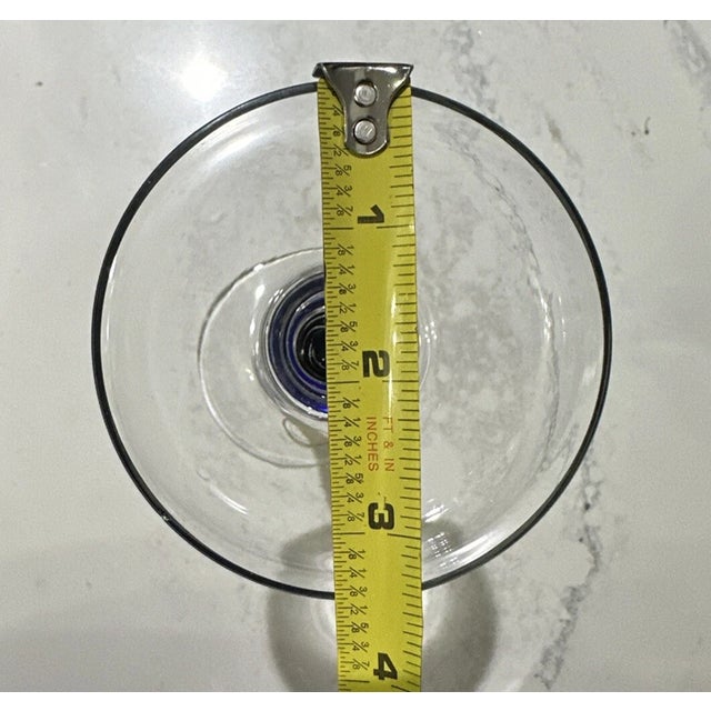 Mid-Century Modern Vintage MCM Romania Crystal Graduated Hand Blown Art Glass Candle Holder For Sale - Image 3 of 7