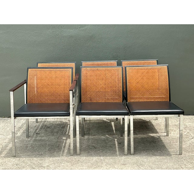 Vintage Paul McCobb for Lane Chrome Frame and Cane Dining Chairs - Set of 6 For Sale - Image 10 of 18
