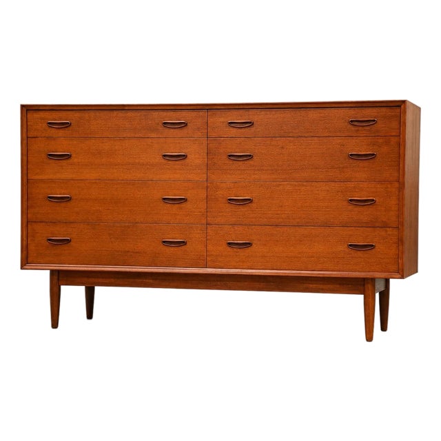 1960s Refinished Erik Buch 60” Teak Long Dresser For Sale