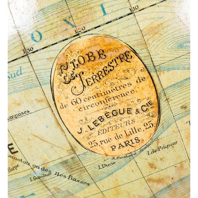 Antique French Terrestrial Globe by Lebegue & Cie, 1880 For Sale - Image 10 of 16