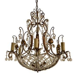 Vintage Crystal Beaded Chandelier For Sale