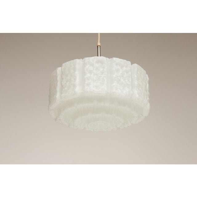 White Opal Glass Pendant Light in the Shape of a Flower from Limburg, 1970s For Sale - Image 12 of 16
