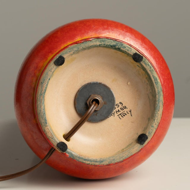 1950s Stunning Ceramic Italian Large Signed Studio Pottery Red Raymor Lamp Bitossi Aldo Londi For Sale - Image 15 of 15