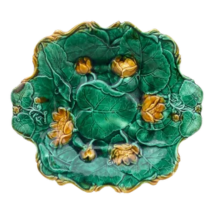Rare English Majolica Water Lilies Platter Adams & Co Circa 1890