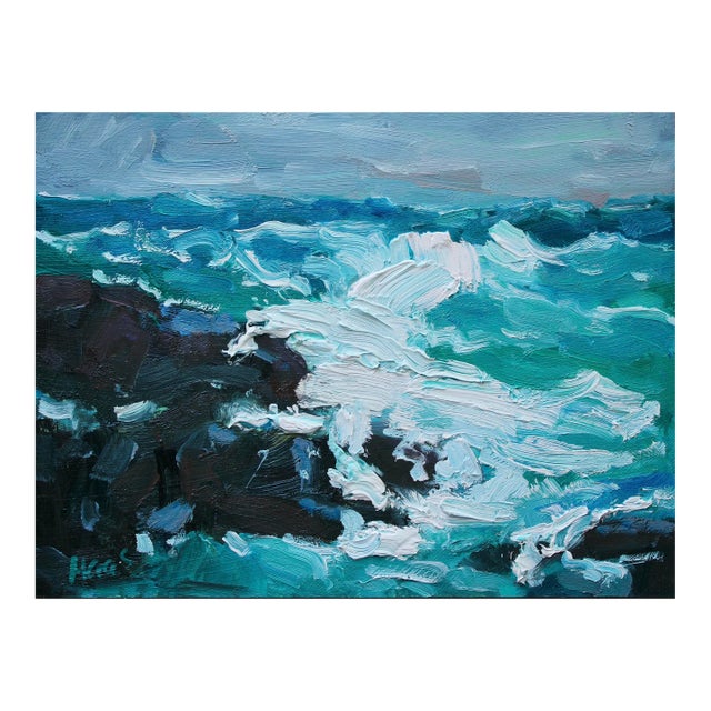 Coastal Whitewater Patterns, Seascape Oil Painting For Sale