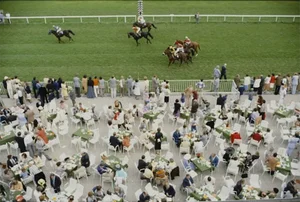 Slim Aarons, Racing at Baden-baden, Estate Stamped Photographic Print