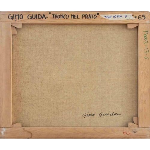 Oil on canvas realized by Gino Guida in 1980s. Hand signed lower right. Hand signed and titled on rear. Very good...