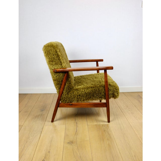 Vintage Olive Lounge Chair in Red Fox with High Pile Camel Fabric, 1970s For Sale - Image 9 of 13