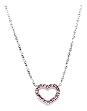 Tiffany & Co. Classic Mini Heart Pink Sapphire 18k White Gold Pendant Necklace