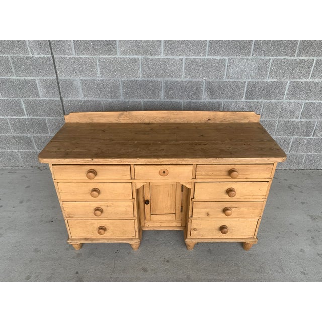 Early 20th Century Antique Scrubbed Pine Nine Drawer Buffet For Sale - Image 5 of 11