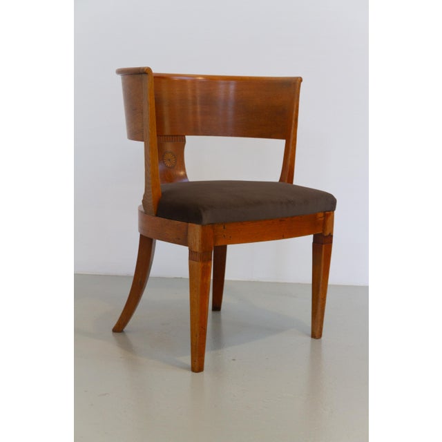 Antique Danish Round Back Oak Chair, 1920s For Sale - Image 13 of 18