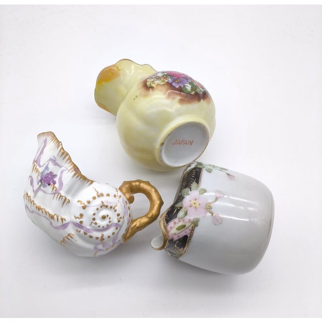 1900 - 1909 Antique Art Nouveau Unmatched Collection of Porcelain Creamers - 3 pcs For Sale - Image 5 of 10