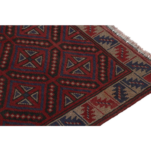 Rug & Kilim Rug & Kilim’s Baluch Tribal Rug With Red, Beige and Navy Blue Geometric Patterns For Sale - Image 4 of 7