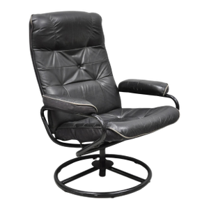 Vintage Black Leather Ekornes Stressless Style Swivel Recliner Lounge Chair