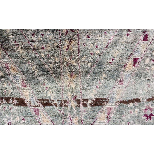Vintage Hand Knotted Moroccan Rug With All-Over Tribal Design in Shades of Blueish/Green For Sale In Atlanta - Image 6 of 11