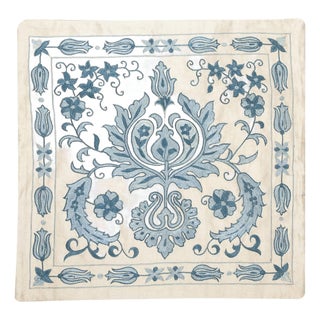 20"x20" 100% Silk Embroidered Cushion Cover. New Toss Pillow. Modern Lace Pillow For Sale