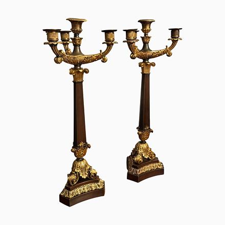 French Empire Gilt Bronze Candelabras, Set of 2 For Sale - Image 9 of 9