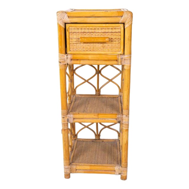 Vintage Rattan Cabinet with Drawer and Shelves, 1960s-1970s For Sale