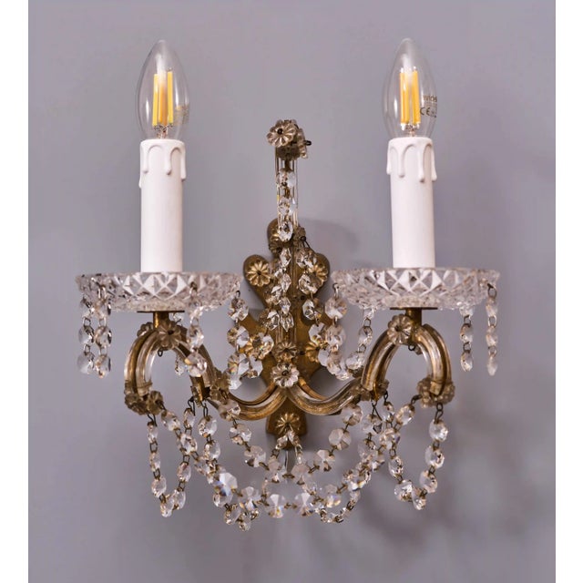 Wall Lamps with Crystal Trimmings, Set of 3 For Sale - Image 3 of 12