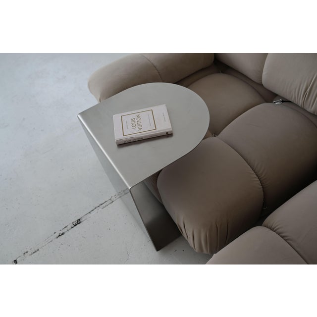 Early 21st Century C-Shaped Side Table in Brushed Stainless Steel by Veliento For Sale - Image 5 of 11