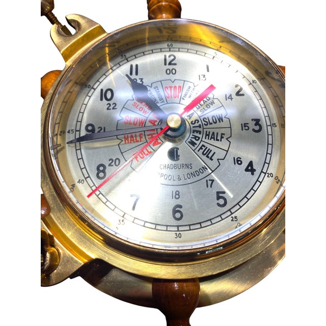 Chadburns Liverpool & London Maritime Ship’s Wheel Clock With Brass Engine Order Dial For Sale - Image 9 of 12