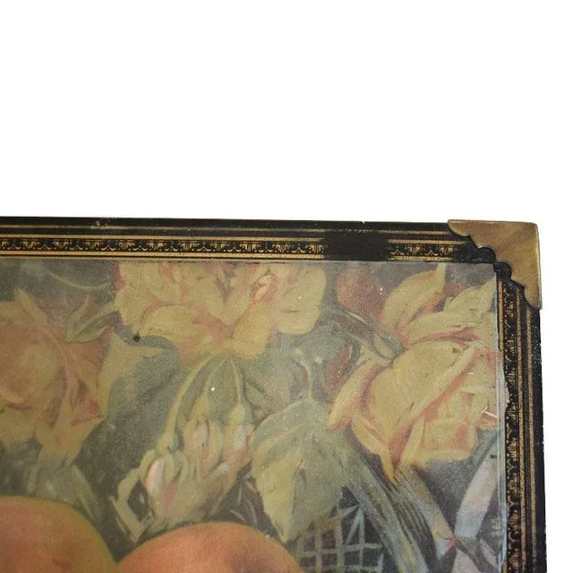 1900 - 1909 Antique Fruit and Flower Still Life Wall Hanging on Wood With Campaign Brackets For Sale - Image 5 of 8